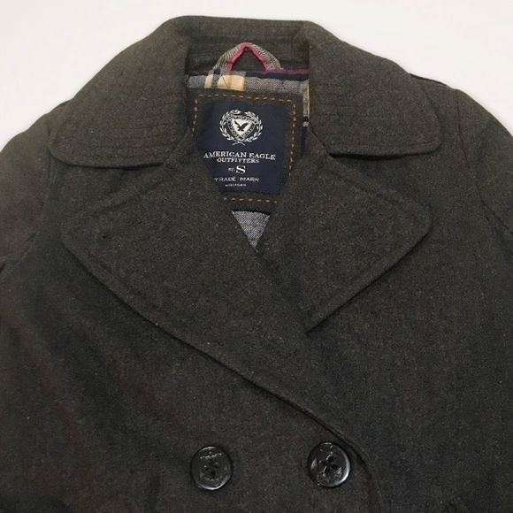 🦅 AEO Wool Blend Charcoal Gray Pea Coat - Picture 4 of 8